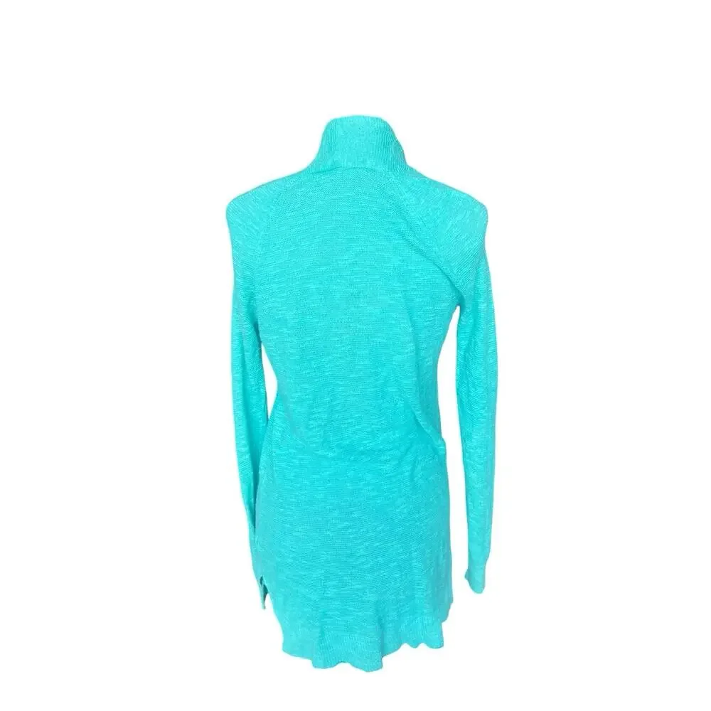 Eileen Fisher Cardigan Women XS Open Slub Knit Organic Linen Cotton High Low Hem